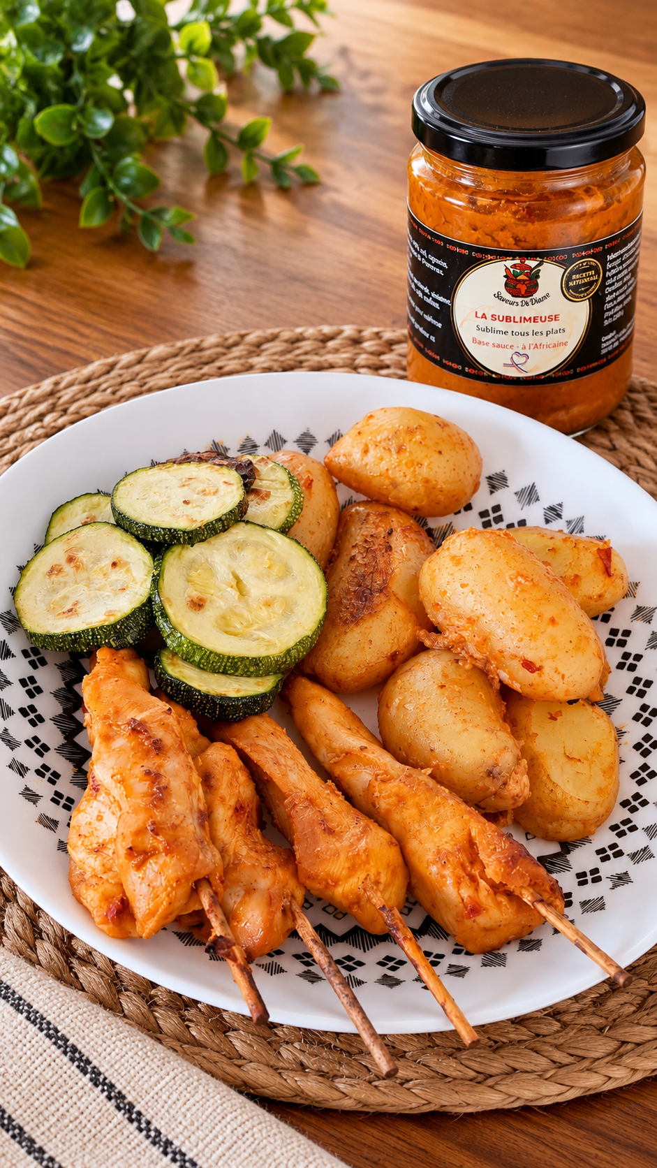 Brochettes de poulet à la Sublimeuse, pommes de terre au four 🍗🥔