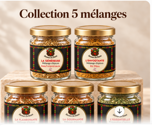 Collection de cinq mélanges d’épices Saveurs De Diane : La Généreuse, L’Envoûtante, La Flamboyante, La Gourmande et L’Essentielle